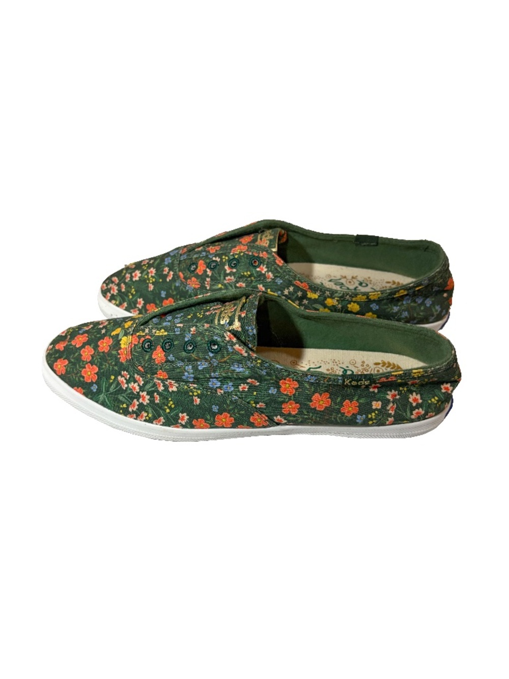 Keds x Rifle Paper Co Limited Edition Green Floral Slip-on Sneakers Women's 8.5